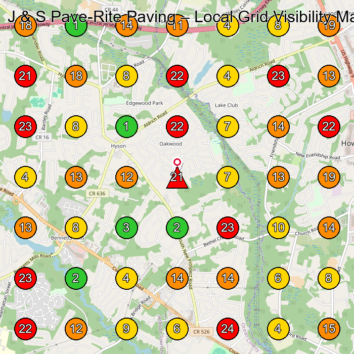 J & S Pave-Rite Paving Paving Contractor GeoGrid ranking map for Jackson Township NJ